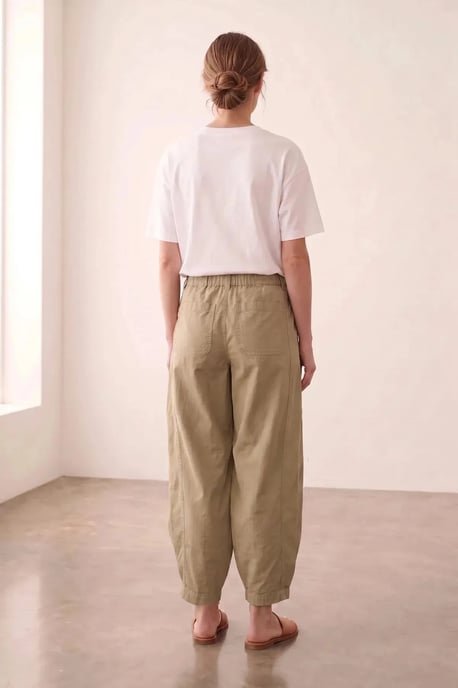 Linen Blend Barrel Leg Trousers - Image 3