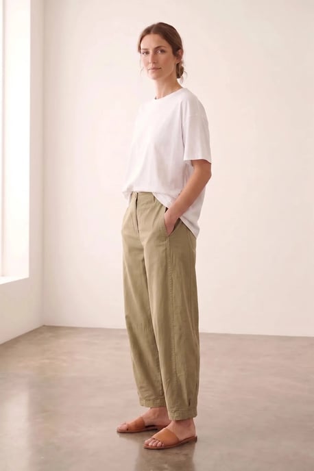 Linen Blend Barrel Leg Trousers - Image 4