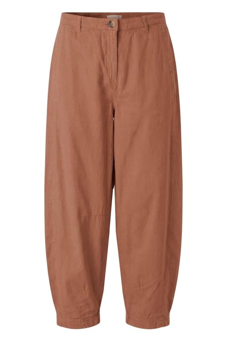 Linen Blend Barrel Leg Trousers - Image 1
