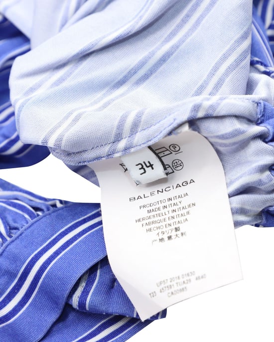 Balenciaga Asymmetrische Gestreepte Blouse in Blauwe Viscose - Image 4