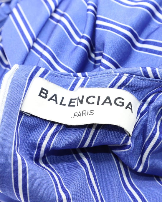 Balenciaga Asymmetrische Gestreepte Blouse in Blauwe Viscose - Image 5
