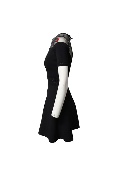 Sandro Paris Rozenapplicatie Mini Jurk in Zwarte Viscose - Image 2