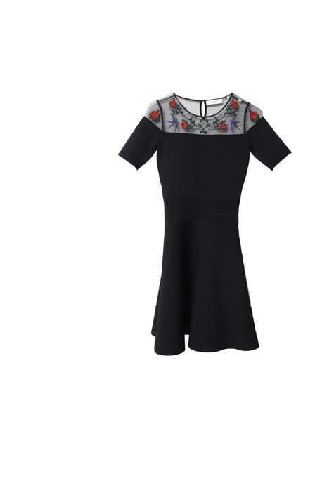 Sandro Paris Rozenapplicatie Mini Jurk in Zwarte Viscose - Image 4