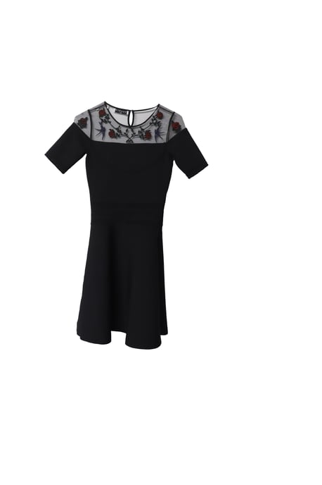 Sandro Paris Rozenapplicatie Mini Jurk in Zwarte Viscose - Image 5