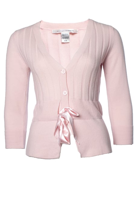 Diane Von Furstenberg, Pink cardigan with ribbon - Image 1