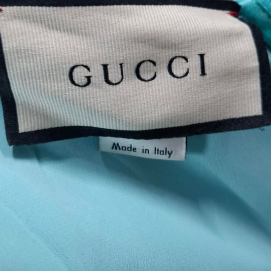 Gucci Kristallen Versierde Geplooide Drapé Jurk In Blauwe Zijde - Image 3