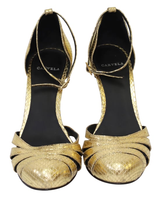 Carvela by Kurt Geiger Gold Python Pumps in Gold Leather - Image 1