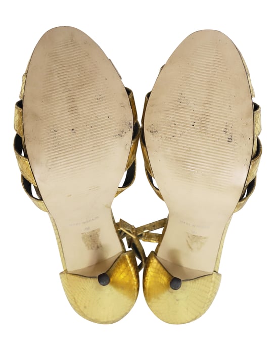 Carvela by Kurt Geiger Gold Python Pumps in Gold Leather - Image 4