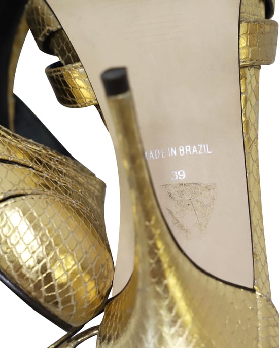 Carvela by Kurt Geiger Gold Python Pumps in Gold Leather - Image 6