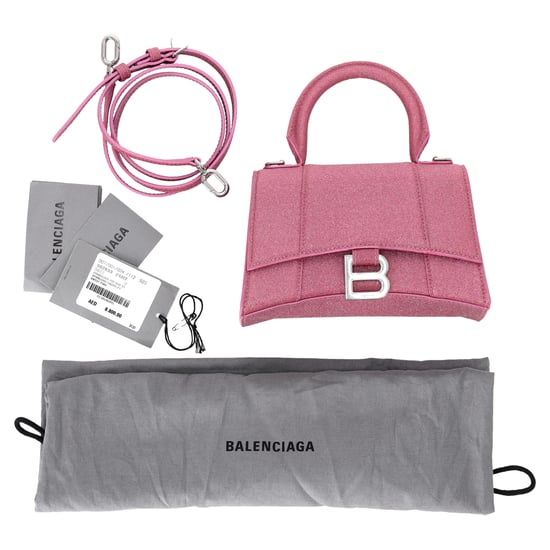 Balenciaga Hourglass XS Top Handle-väska i rosa glitter - Image 6