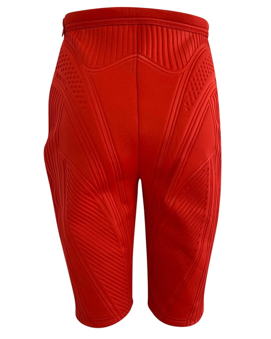 Mugler geribbelde compressiefietsbroek in rood polyester - Image 2