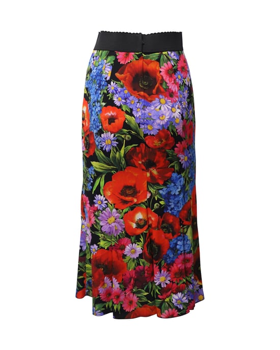 Dolce & Gabbana midikjol i blommigt siden - Image 3