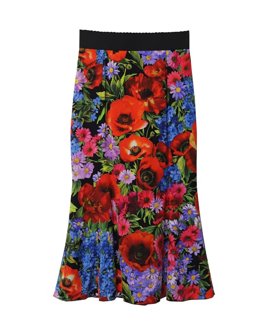 Dolce & Gabbana midikjol i blommigt siden - Image 5