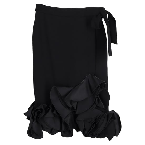 Victoria Beckham Rimpelzoom Midi Rok in Zwarte Wol - Image 1
