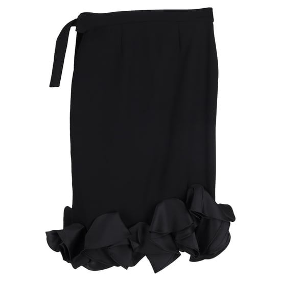 Victoria Beckham Rimpelzoom Midi Rok in Zwarte Wol - Image 2
