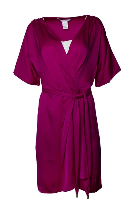 Diane Von Furstenberg, pink silk dress with belt - Image 1