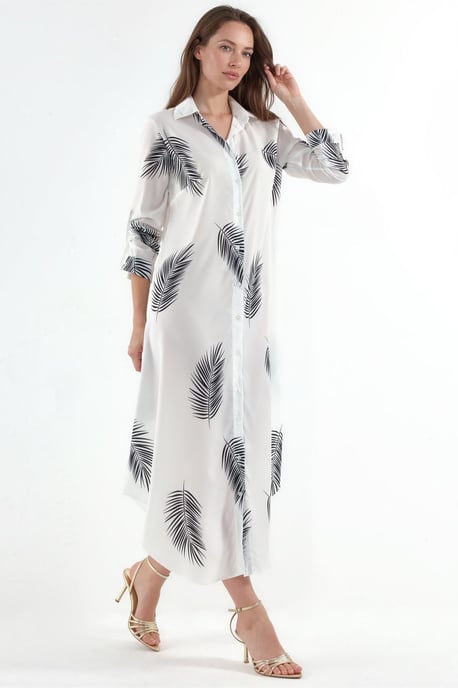 Text Print Maxi Shirt Jurk - Image 1
