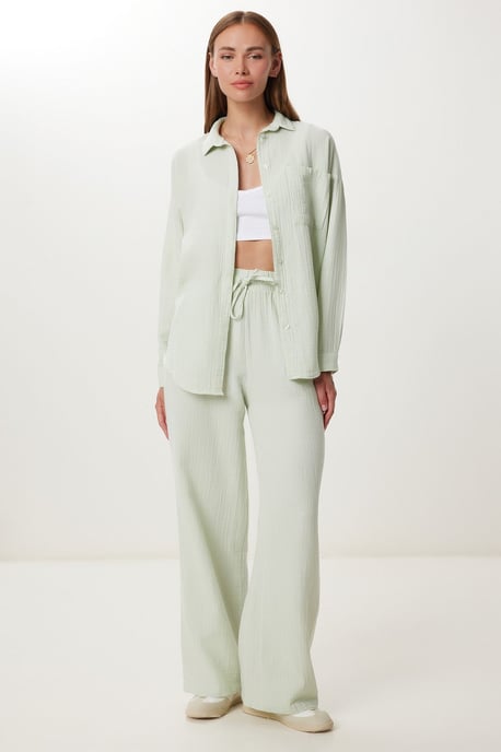 High Waist Wide Leg Two-Piece Co-ord Set with Shirt Collar - Image 3