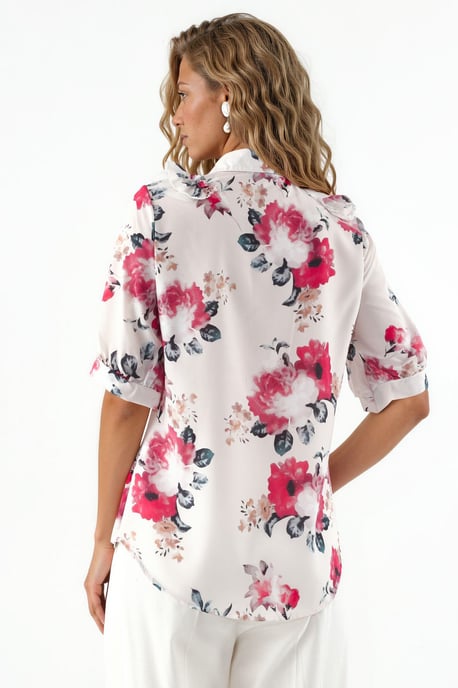 Bloemen Poplin Blouse met Kragen - Image 3