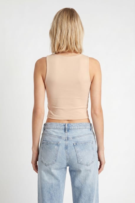 Slim Fit Crew Neck Cropped Top - Image 3