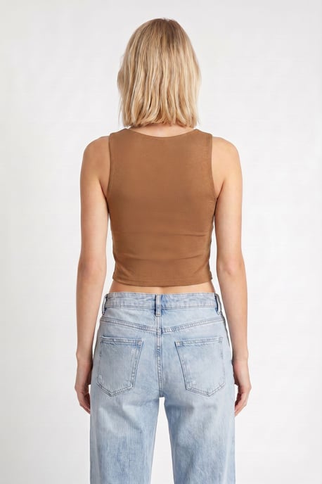 Slim Fit Crew Neck Cropped Top - Image 4