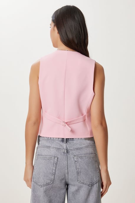 Crop Button Waistcoat - Image 3