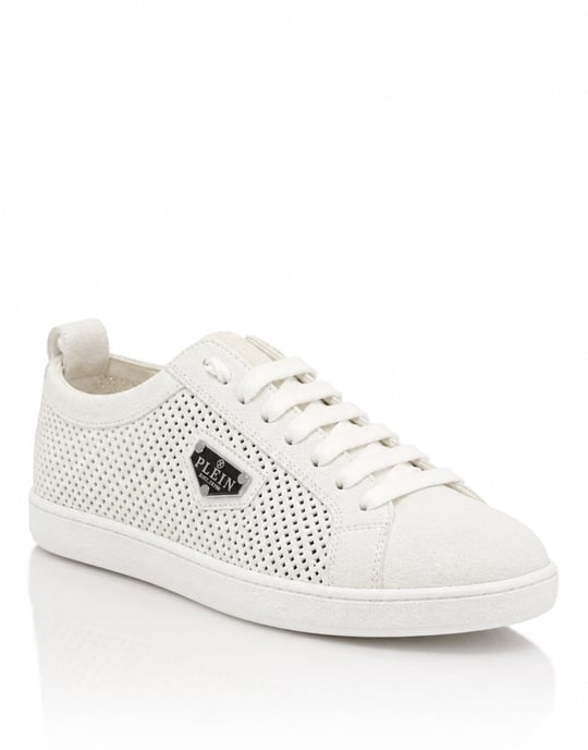 Perforated Suede Low-Top Sneakers - Image 1