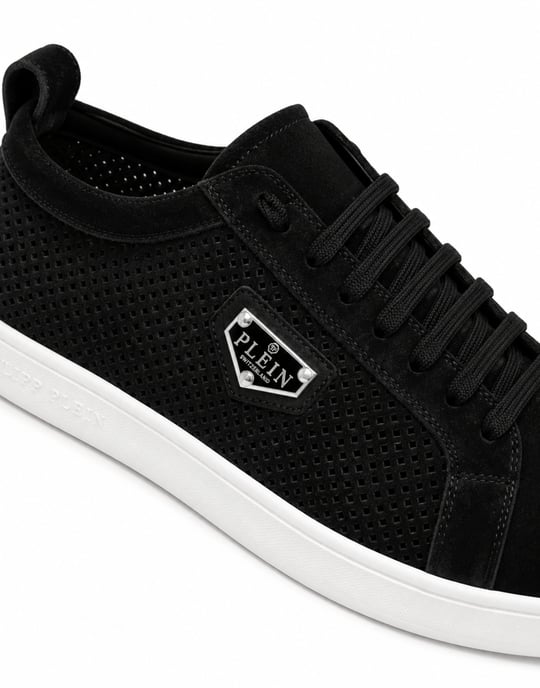 Perforated Suede Low-Top Sneakers - Image 2
