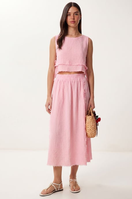 Cotton Sleeveless Blouse And Midi Skirt Set - Image 2