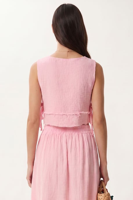 Cotton Sleeveless Blouse And Midi Skirt Set - Image 5
