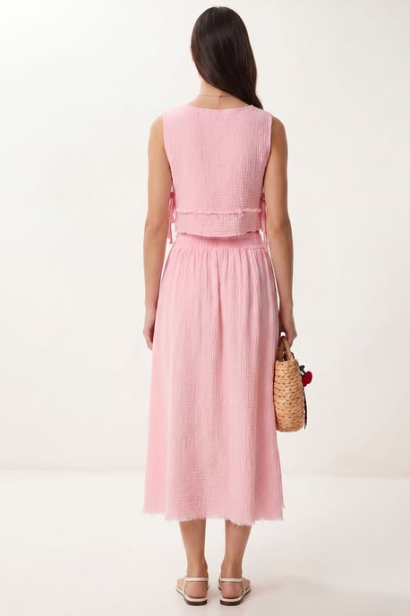 Cotton Sleeveless Blouse And Midi Skirt Set - Image 6