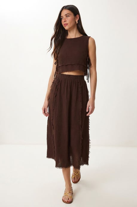 Cotton Sleeveless Blouse And Midi Skirt Set - Image 2