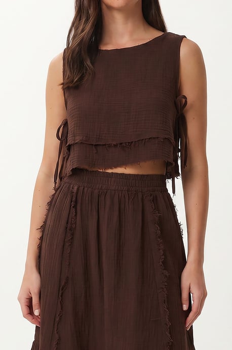Cotton Sleeveless Blouse And Midi Skirt Set - Image 3