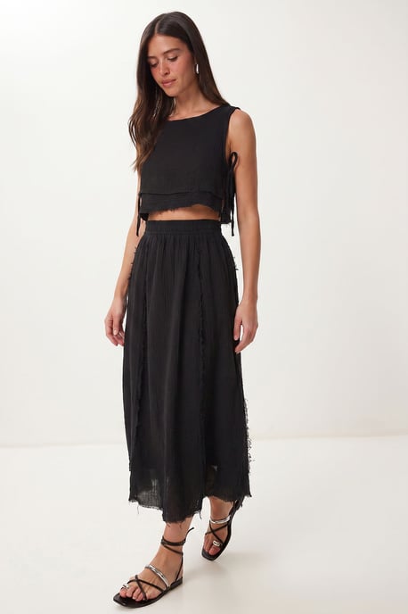 Cotton Sleeveless Blouse And Midi Skirt Set - Image 2