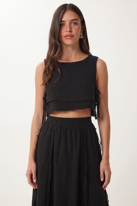Cotton Sleeveless Blouse And Midi Skirt Set - Image 3