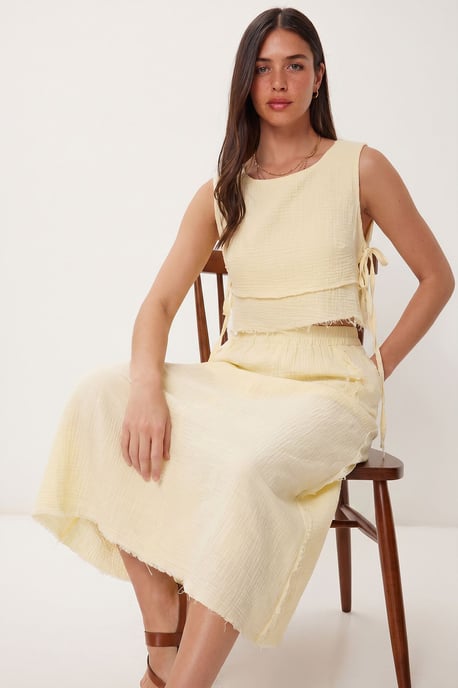 Cotton Sleeveless Blouse And Midi Skirt Set - Image 3