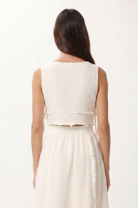 Cotton Sleeveless Blouse And Midi Skirt Set - Image 3