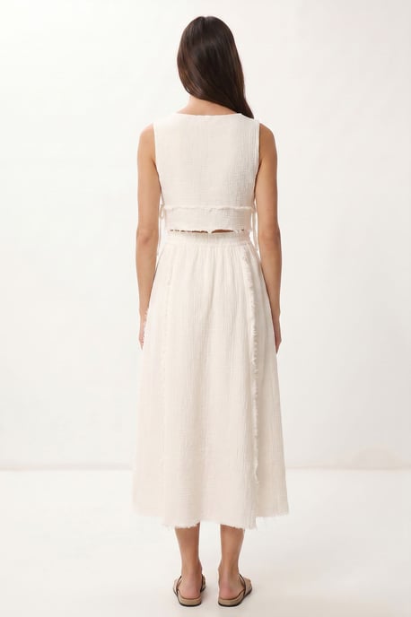 Cotton Sleeveless Blouse And Midi Skirt Set - Image 4