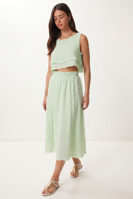 Cotton Sleeveless Blouse And Midi Skirt Set - Image 2