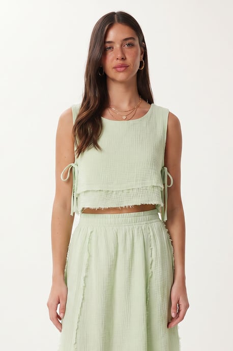 Cotton Sleeveless Blouse And Midi Skirt Set - Image 3