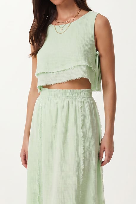 Cotton Sleeveless Blouse And Midi Skirt Set - Image 4