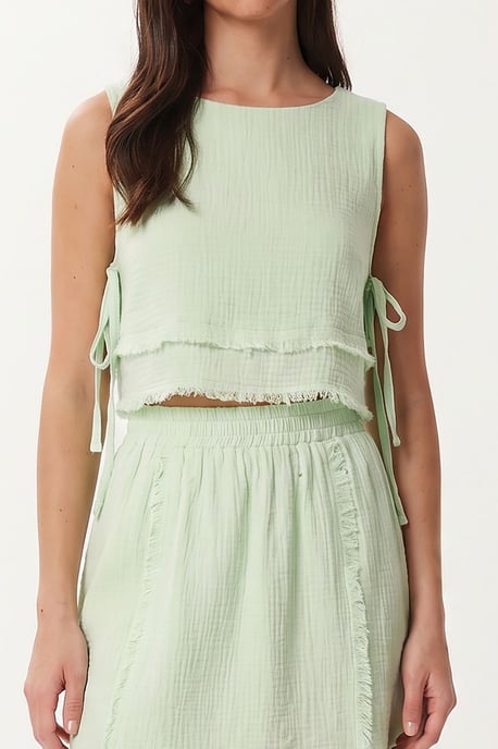 Cotton Sleeveless Blouse And Midi Skirt Set - Image 5