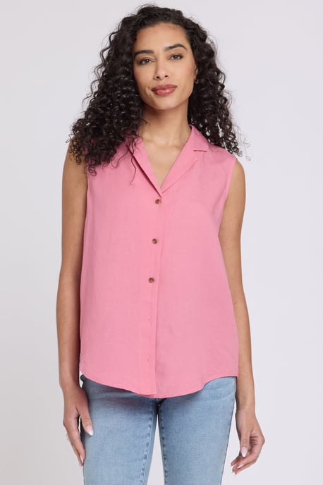 Gabrielle Sleeveless Linen Blouse - Image 1
