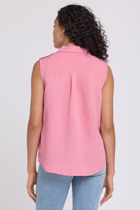 Gabrielle Sleeveless Linen Blouse - Image 2