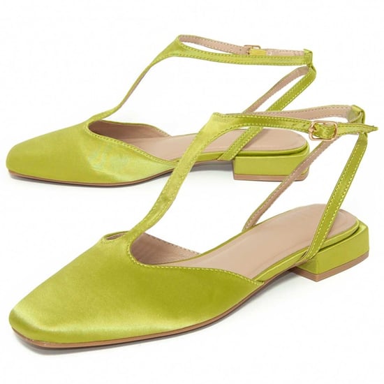 Montevita ballerina's met lage hak in groen satijn - Image 1