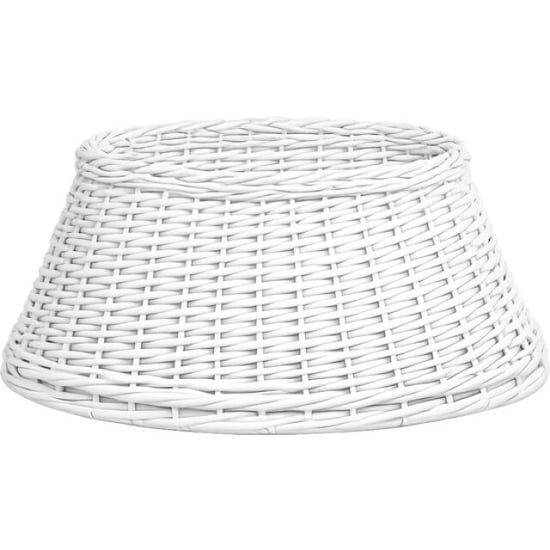 WDMT Rieten kerstboomrok wit Ø56 x 22 cm – kerstboommand van gevlochten riet – - Image 1