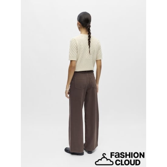 Object Rosie wide leg jeans met strikceintuur seal brown - Image 2