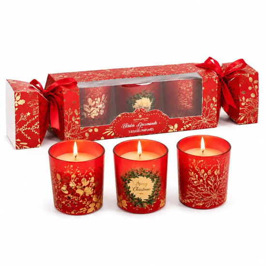 WDMT Set van 3 kerst geurkaarsen – geurkaarsen in rood bedrukt glas – luxe - Image 4