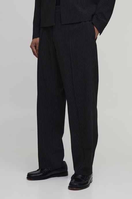 Pinstripe Relaxed Fit Seam Detailed Suit Trousers - Image 1