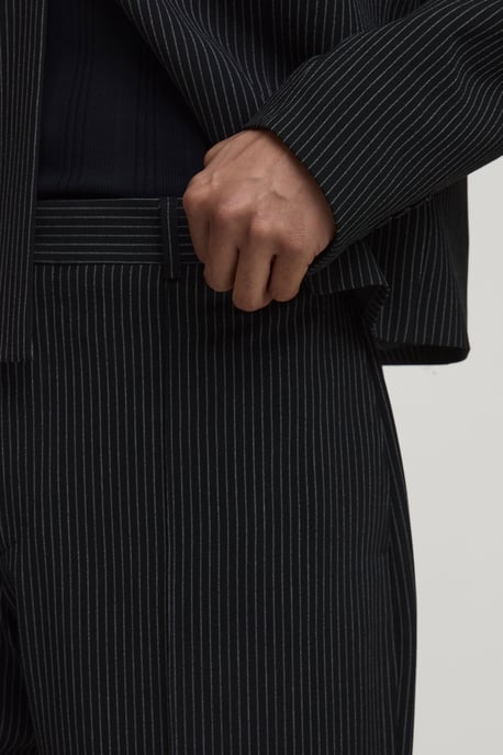 Pinstripe Relaxed Fit Seam Detailed Suit Trousers - Image 2